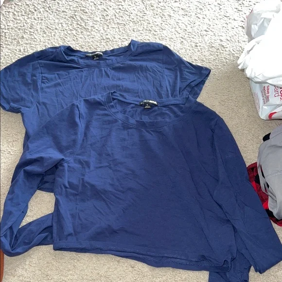 Fashion Nova Navy Blue Crop Tops - Long & Short Sleeve Set - Picture 1 of 1